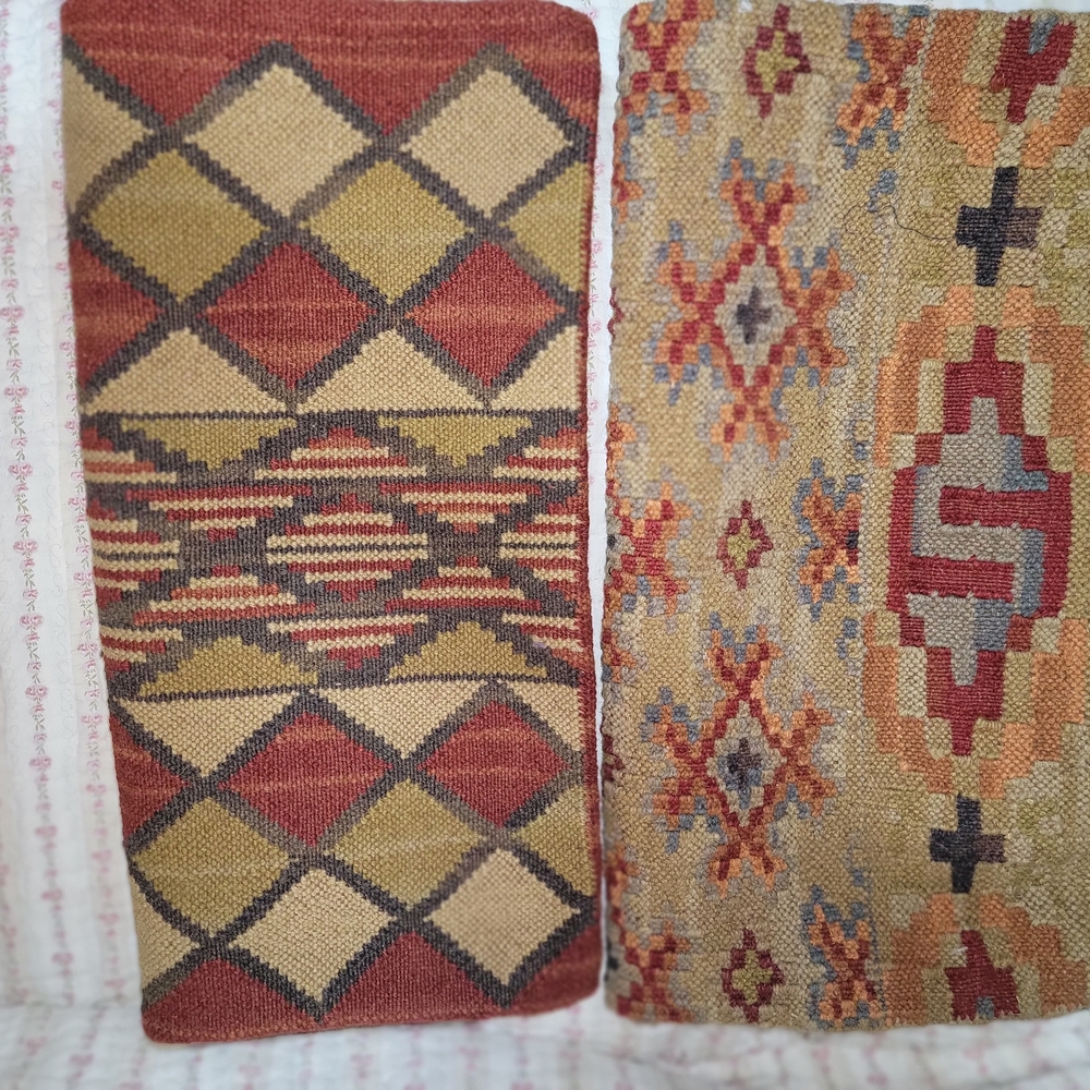 Pottery Barn Pillow Cover Set 18X18 Wool Fabric Southwest Geometric